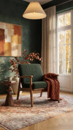 Furniture in a warm and cozy autumn interior, autumn style in Sopla.app