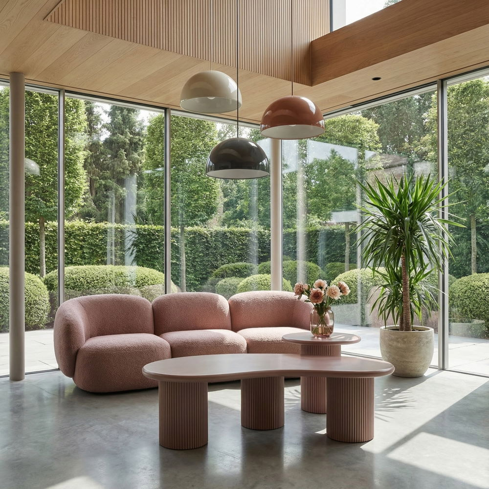 Furnhouse tables page from the 2026 catalogue: different products in matching interiors, created in Sopla.app