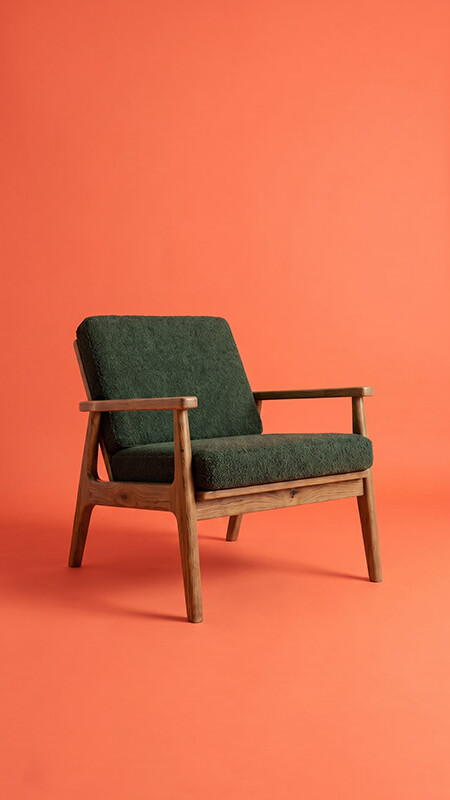 Furniture packshot on a contrasting background, studio contrast