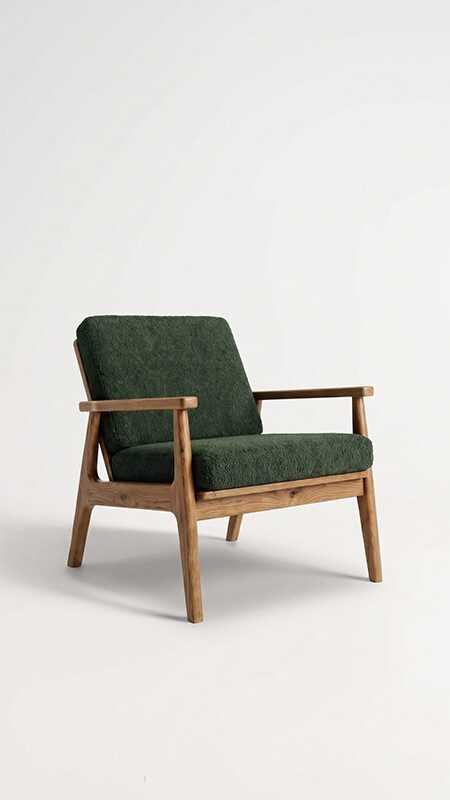 Furniture packshot on an off-white background, studio light