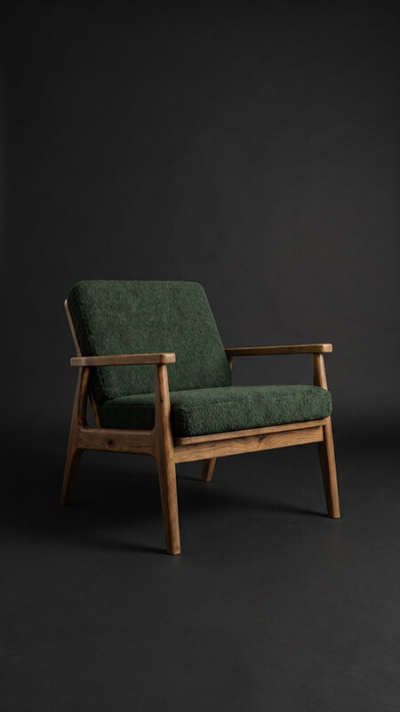 Furniture packshot on a black background, studio dark